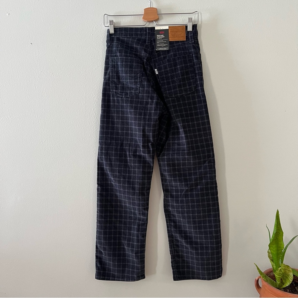 LEVIS Ribcage Straight High Rise Ankle Plaid Pants  women's size 26 - Picture 2 of 5